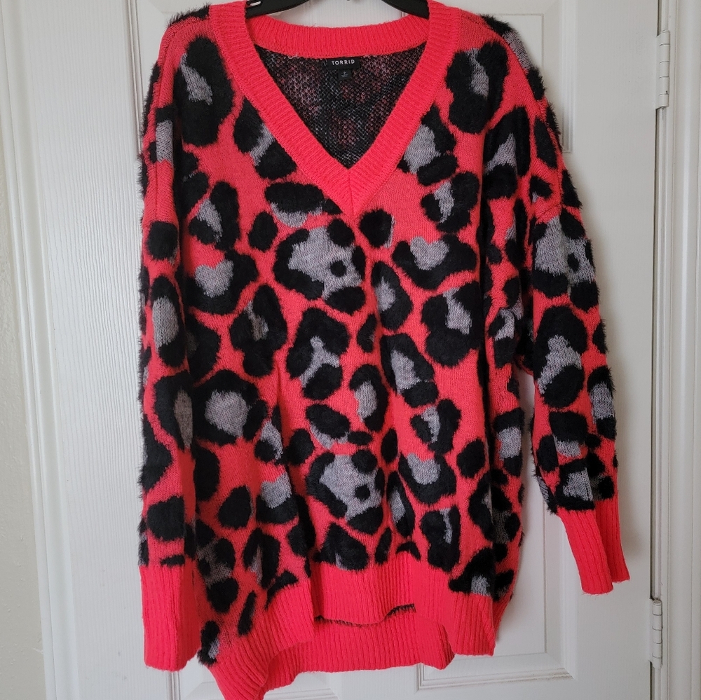 TORRID Hot Pink Leopard Sweater